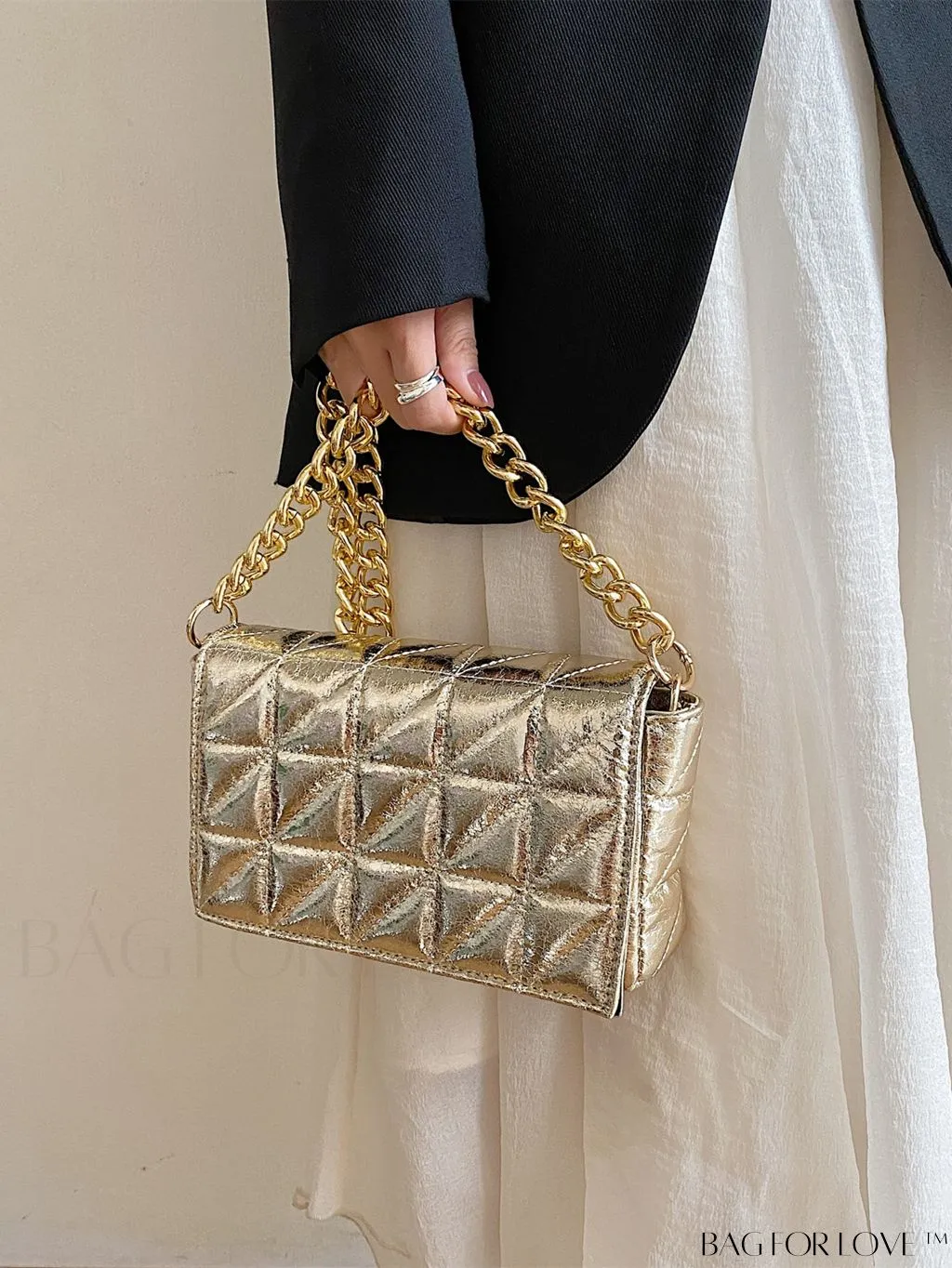 BagForLove - Streamlined Square Flap Bag with Chain Detailing