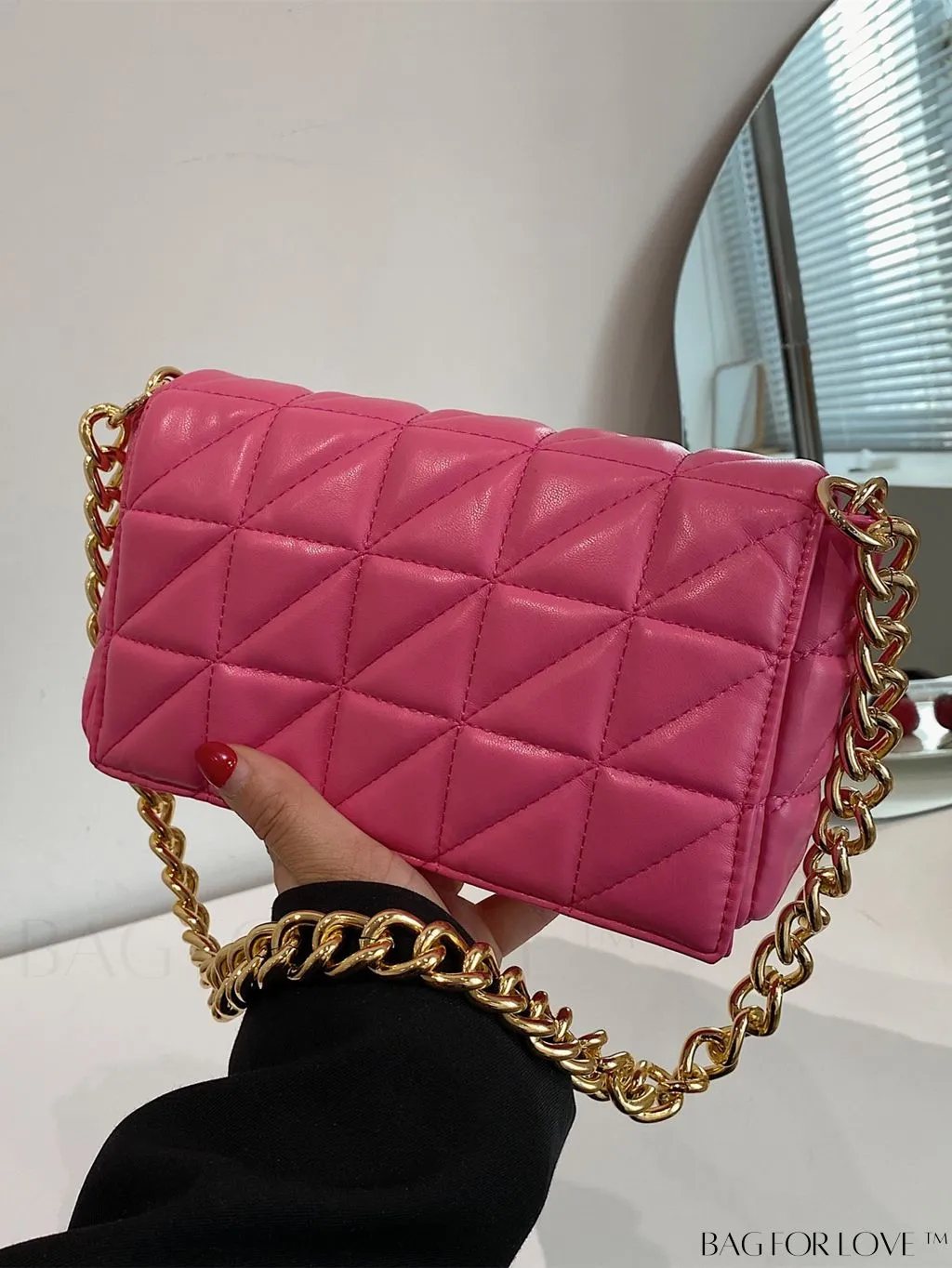 BagForLove - Streamlined Square Flap Bag with Chain Detailing