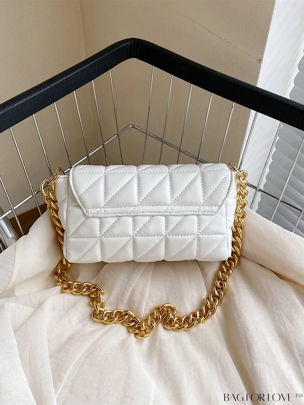 BagForLove - Streamlined Square Flap Bag with Chain Detailing