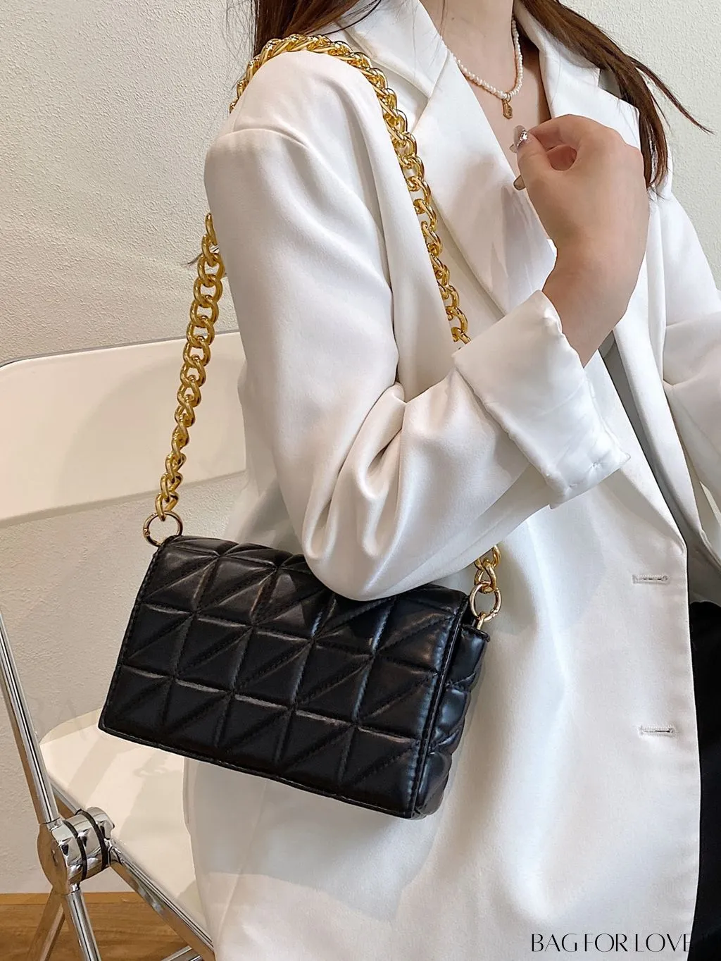 BagForLove - Streamlined Square Flap Bag with Chain Detailing