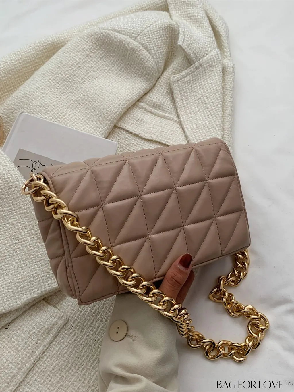 BagForLove - Streamlined Square Flap Bag with Chain Detailing