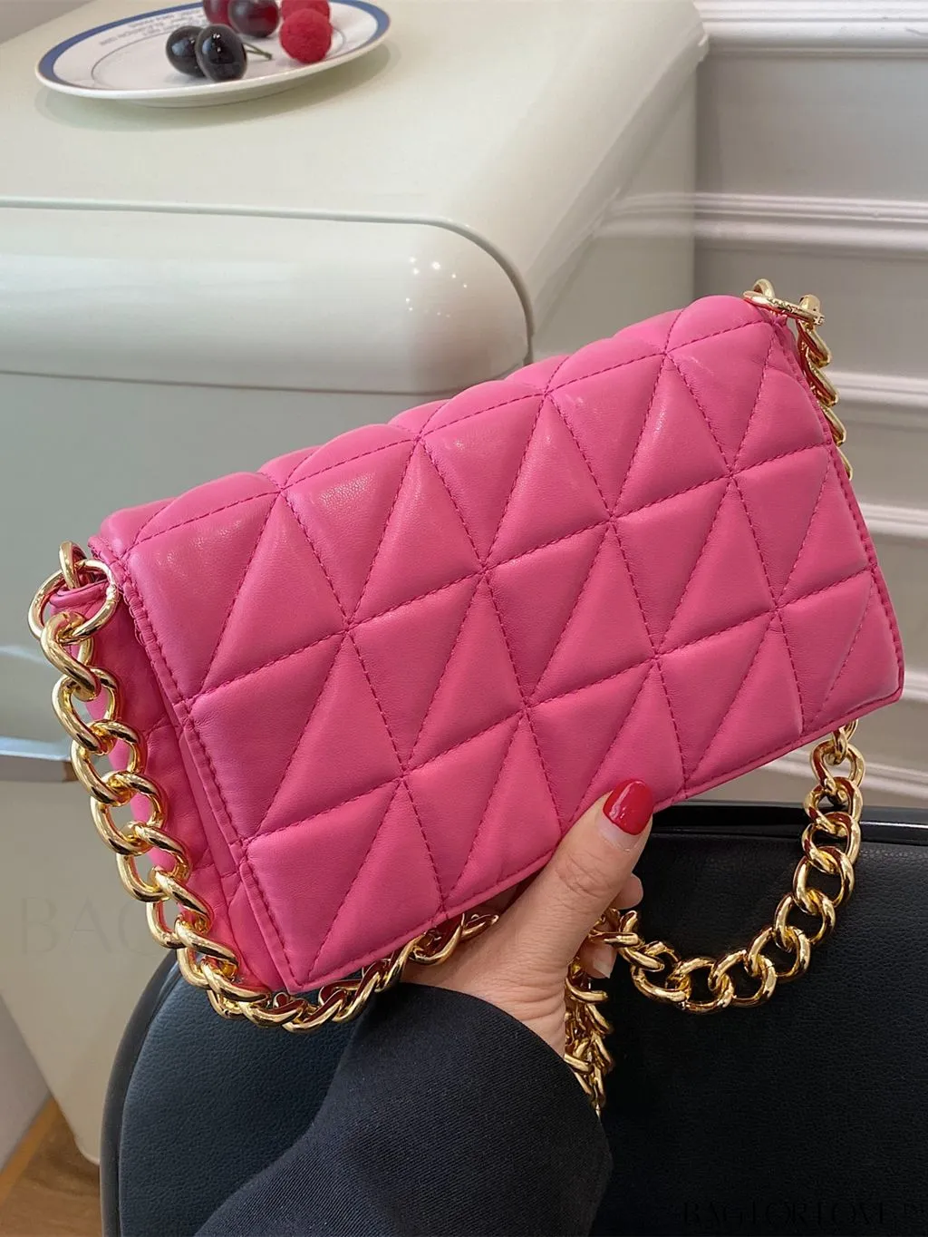 BagForLove - Streamlined Square Flap Bag with Chain Detailing