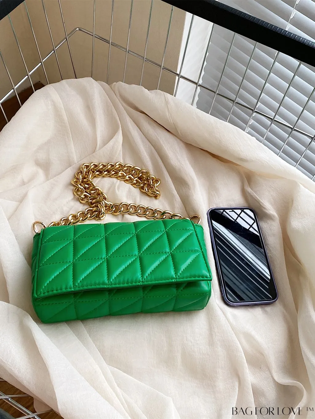 BagForLove - Streamlined Square Flap Bag with Chain Detailing