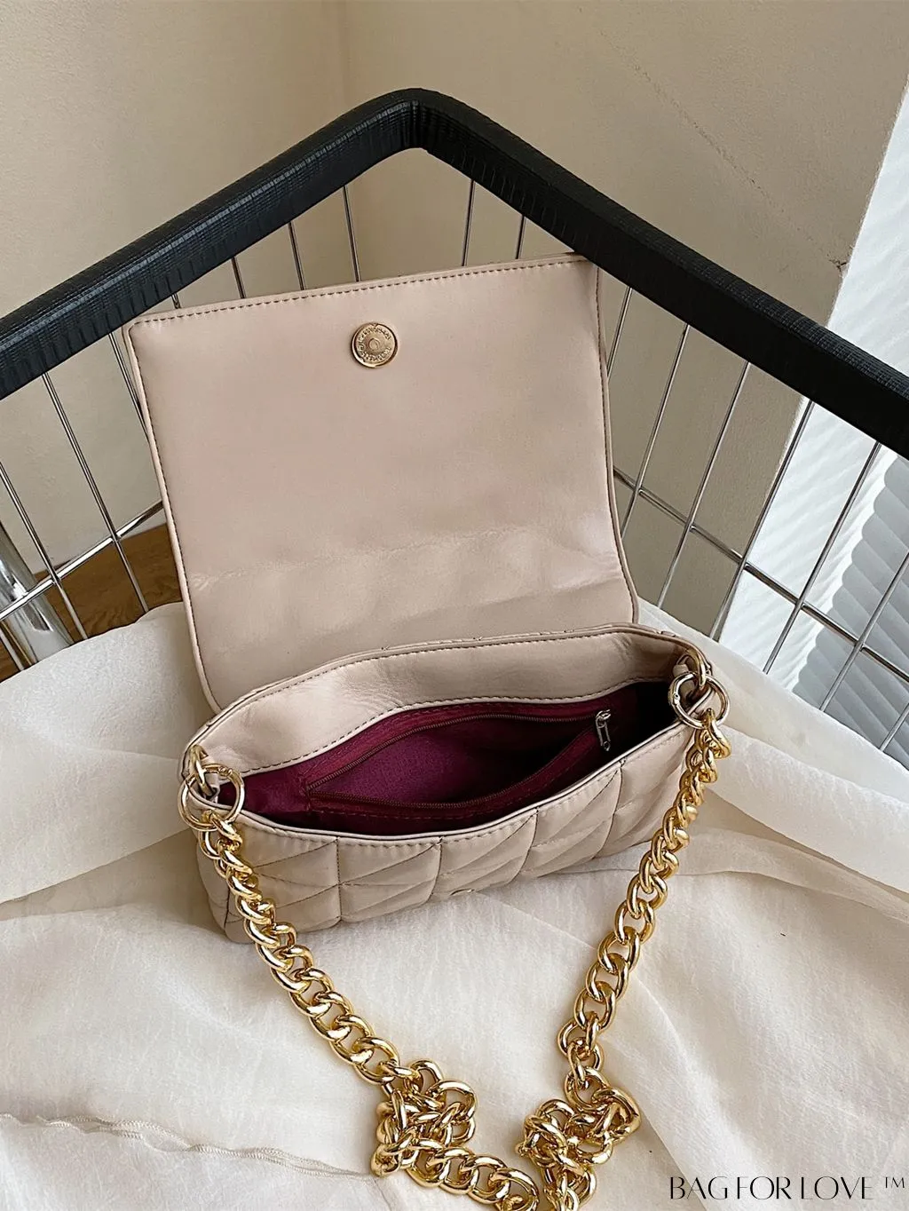BagForLove - Streamlined Square Flap Bag with Chain Detailing