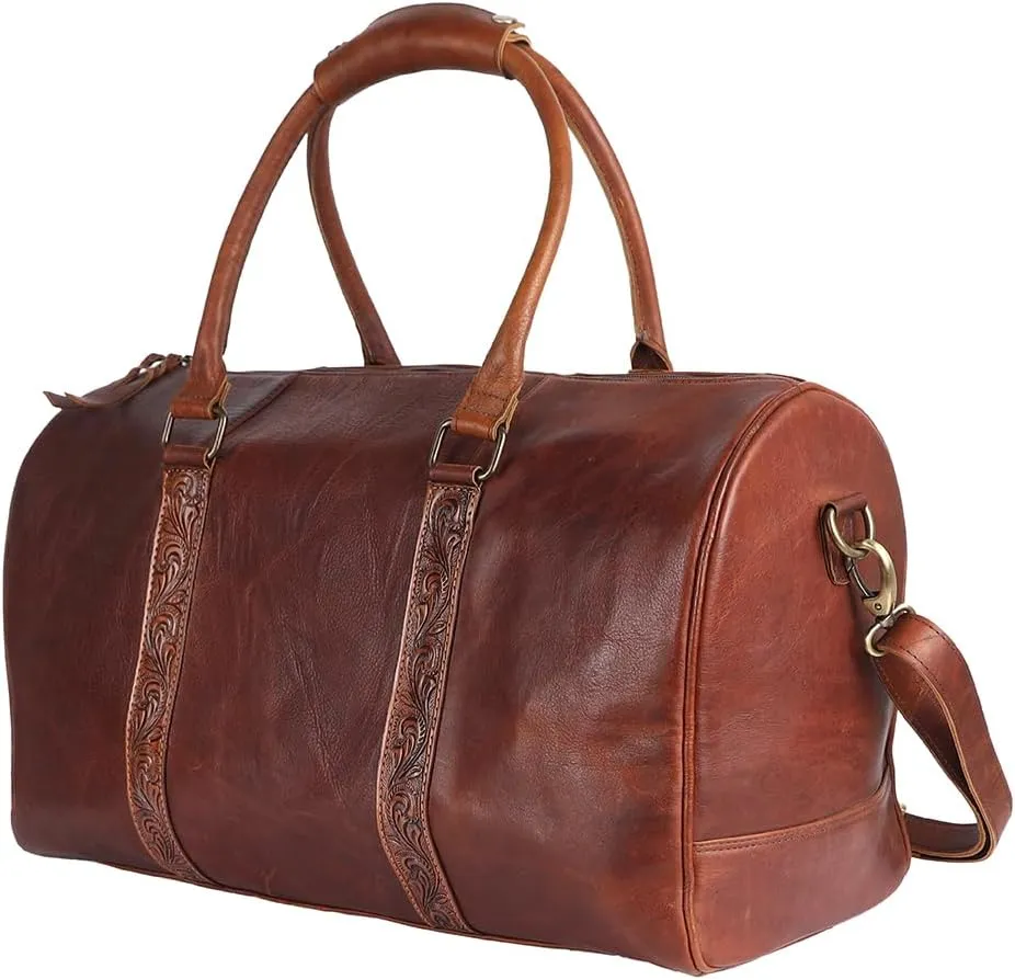 Bags OHM102 Duffel Hand Tooled Genuine Leather Women Bag Western Handbag Purse