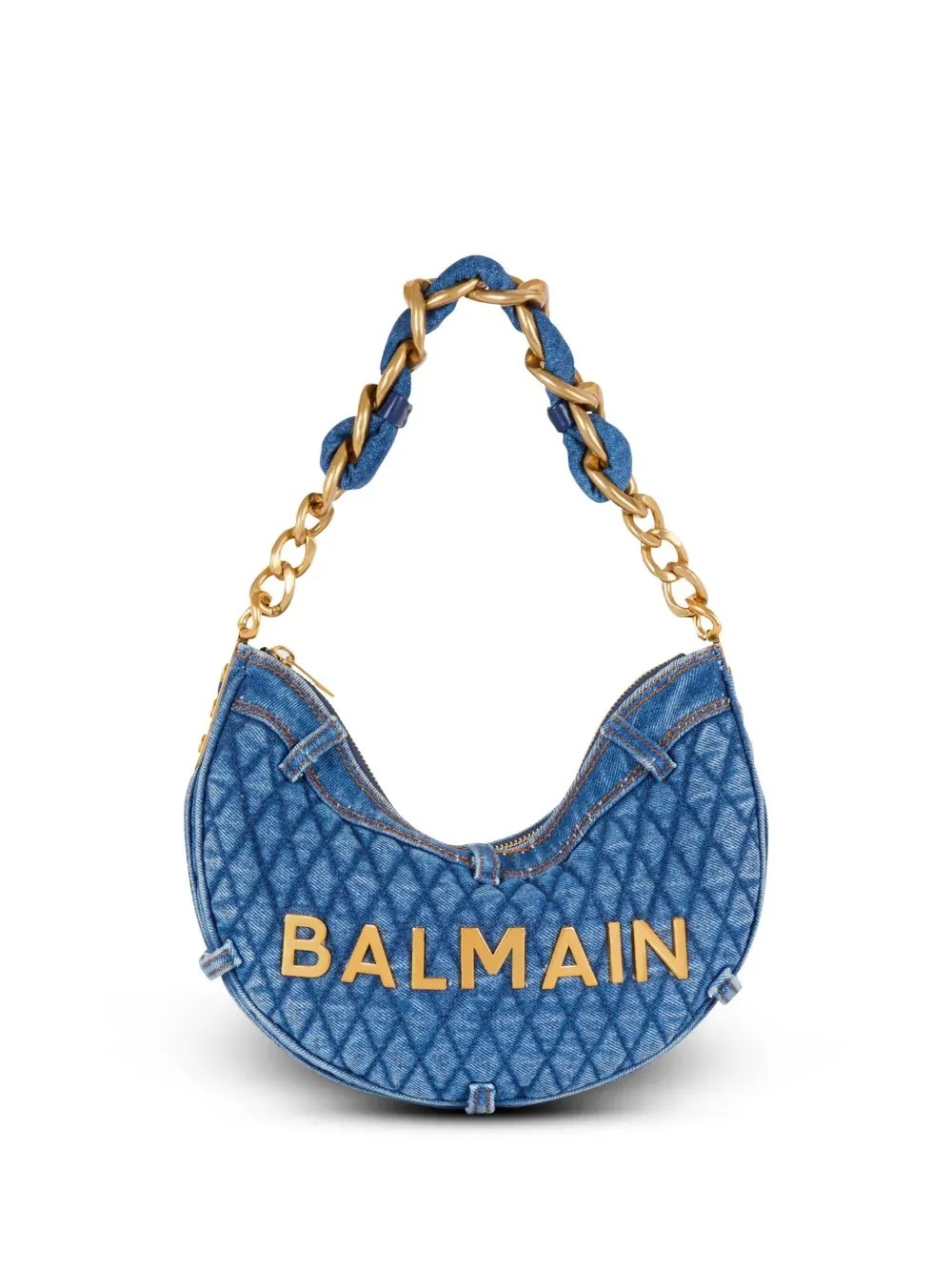 Balmain 1945 Soft Moon denim shoulder bag