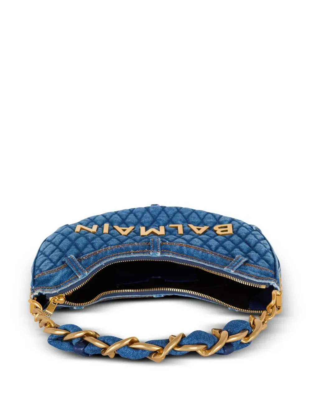 Balmain 1945 Soft Moon denim shoulder bag