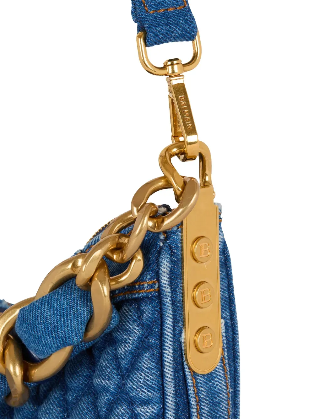 Balmain 1945 Soft Moon denim shoulder bag