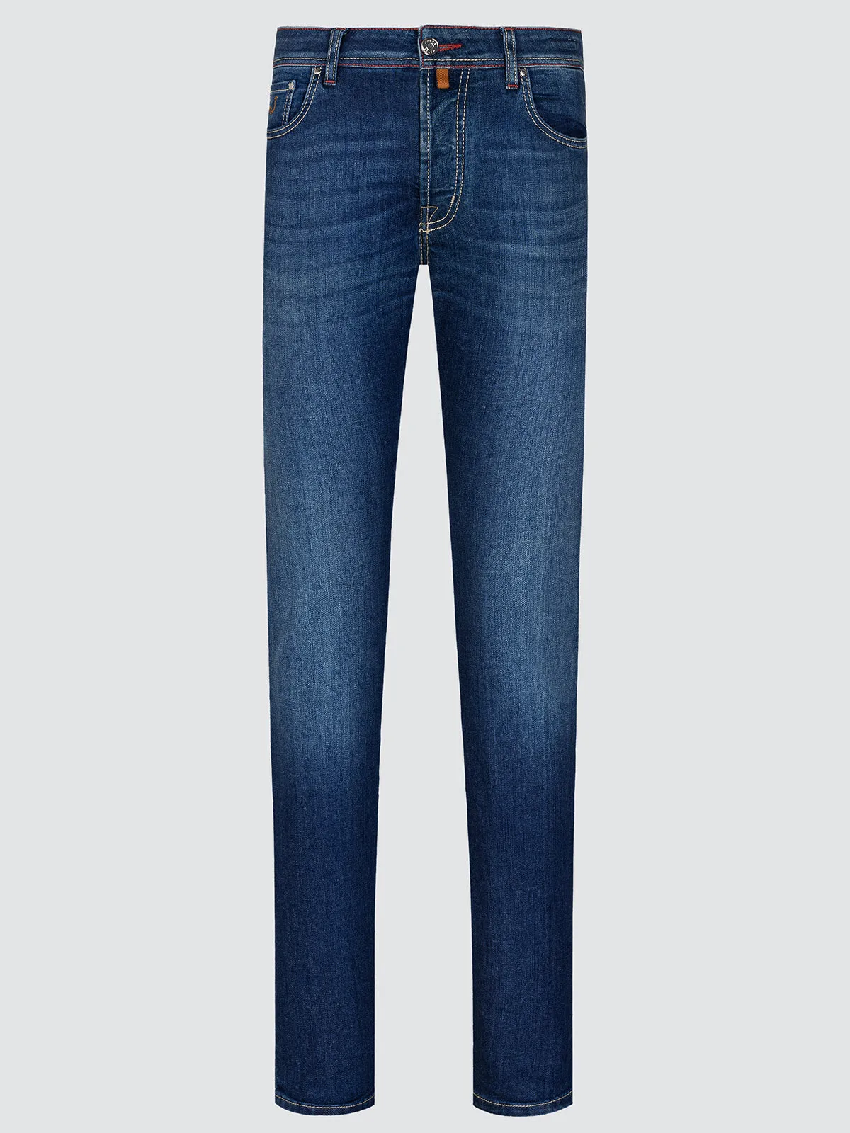 Bard Regular-Slim 5 Pocket Jeans in Medium Blue Super Stretch Denim