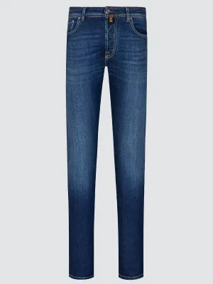 Bard Regular-Slim 5 Pocket Jeans in Medium Blue Super Stretch Denim