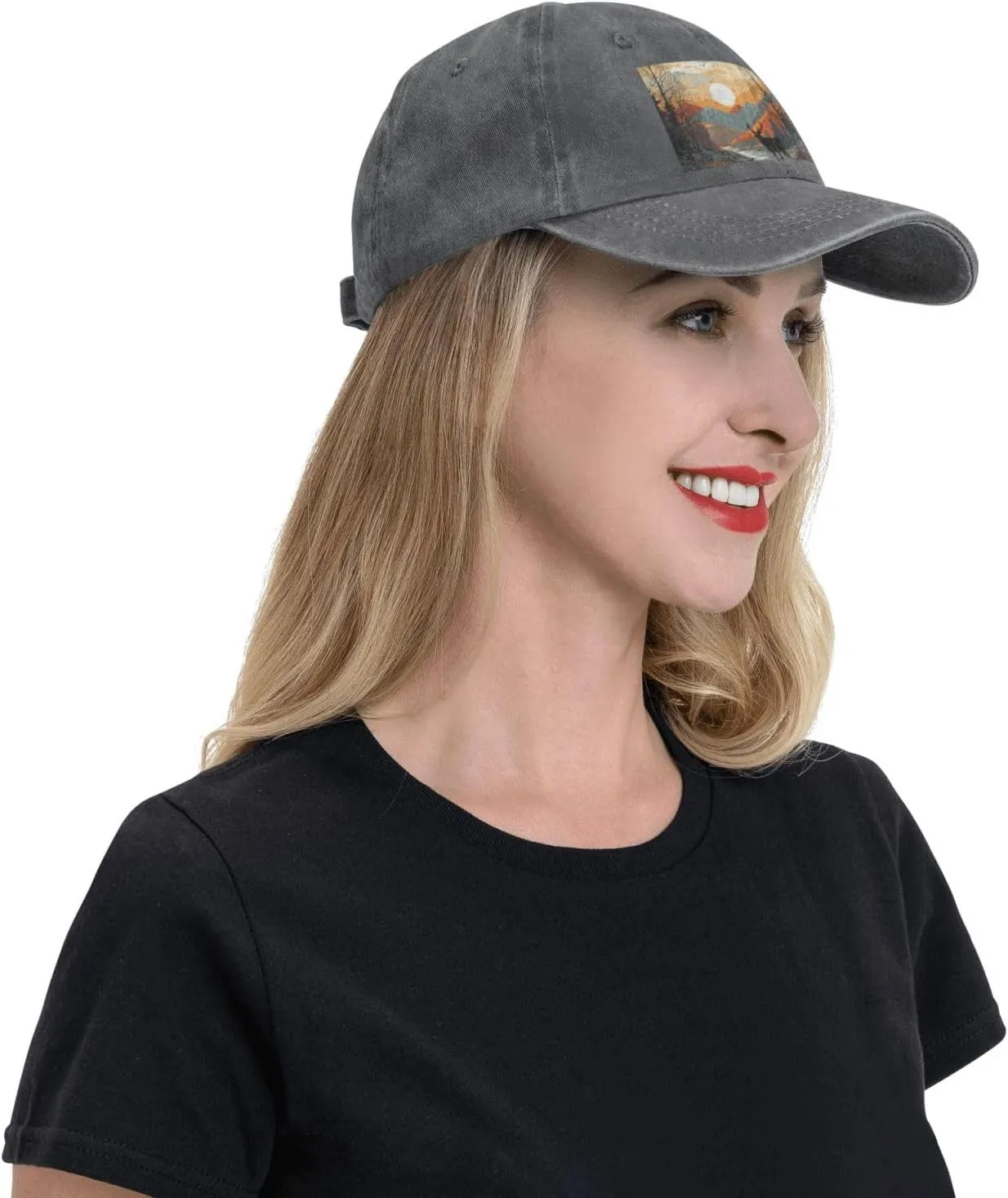 Baseball Cap for Women Men Cowboy Dad Hat Deer in Mountain Baseball Hat Adjustable Trucker Hat