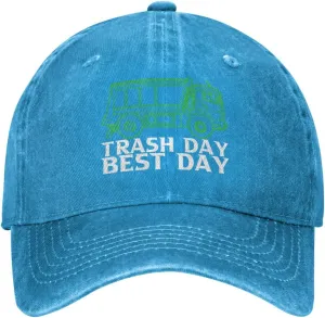 Baseball Cap Garbage Day is The Best Day Washed Denim Adjustable Fashion Unique Hat for Men Women