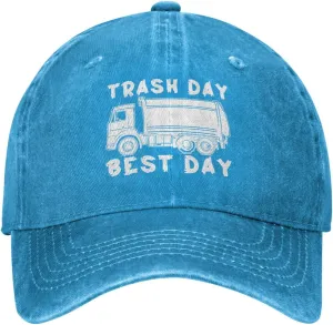 Baseball Cap Garbage Day is The Best Day Washed Denim Adjustable Fashion Unique Hat for Men Women