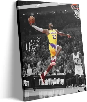 B.B.F MAKE Framed Canvas Wall Art, LeBron James Lakers Print Poster Dynamic Basketball Canvas Inspiring NBA Star Painting Sports Picture Artwork Decoration Wall Decor for Home Office, Framed 8x10inch