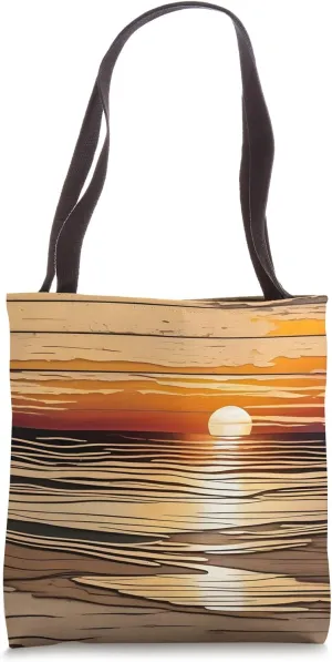 Beach Ocean Sunrise Waves Country Weathered Minimalist Art Tote Bag