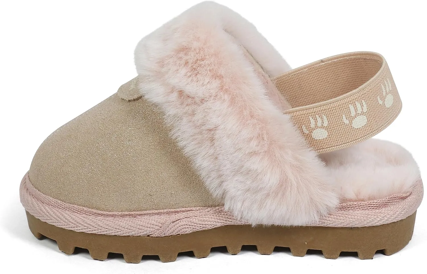 BEARPAW Unisex Faux Fur Lined Suede Infant Shoes - Hard Bottom Baby Shoes for Boys and Girls - Leather Walker Slippers
