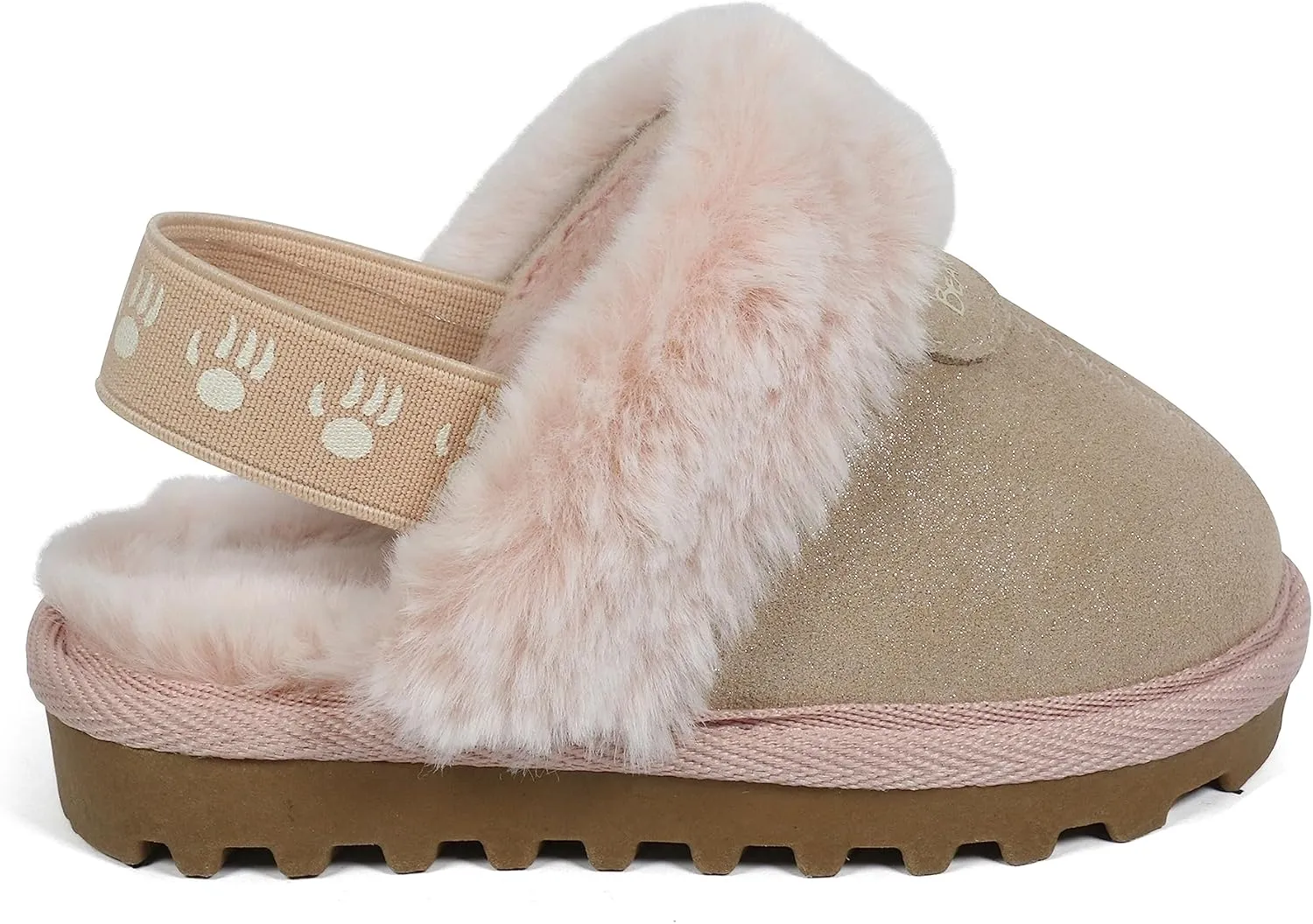 BEARPAW Unisex Faux Fur Lined Suede Infant Shoes - Hard Bottom Baby Shoes for Boys and Girls - Leather Walker Slippers