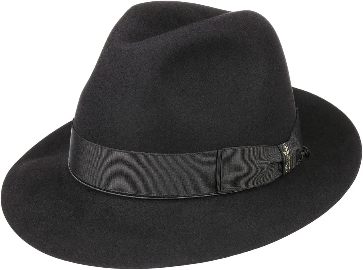 Beaver Fur Felt Hat - Black Medium Brim