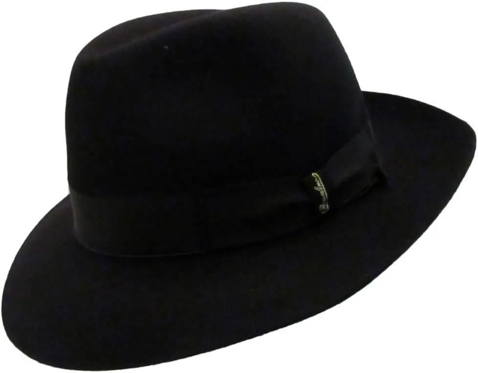Beaver Fur Felt Hat - Black Medium Brim