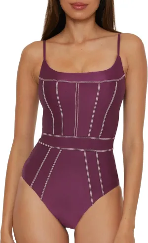 BECCA Women's Standard Color Sheen One Piece Swimsuit, Sexy Satin, Bathing Suits