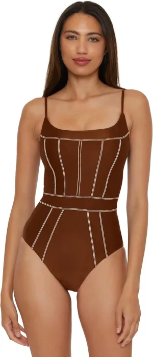 BECCA Women's Standard Color Sheen One Piece Swimsuit, Sexy Satin, Bathing Suits