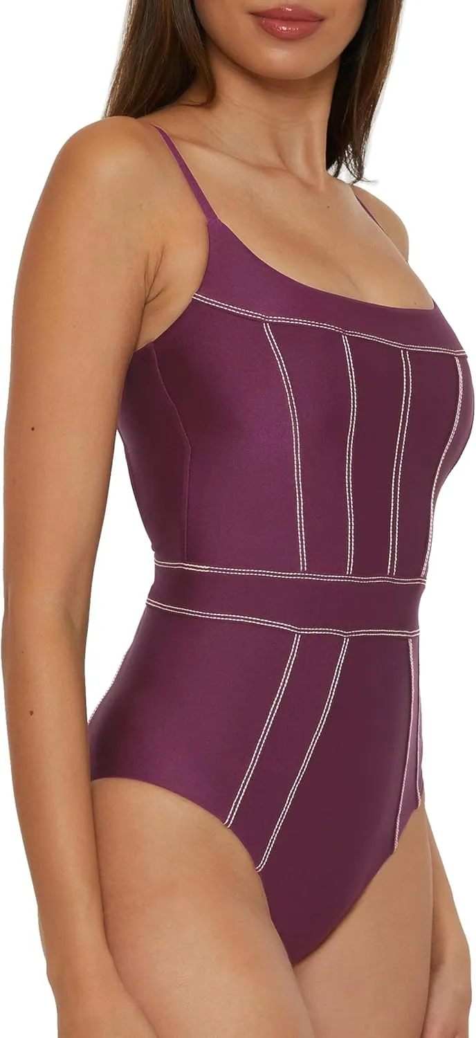 BECCA Women's Standard Color Sheen One Piece Swimsuit, Sexy Satin, Bathing Suits