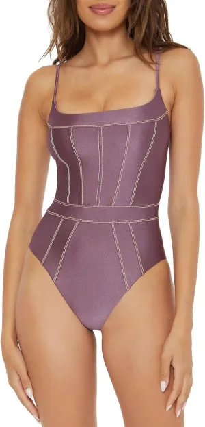 BECCA Women's Standard Color Sheen One Piece Swimsuit, Sexy Satin, Bathing Suits
