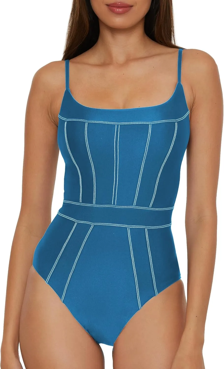 BECCA Women's Standard Color Sheen One Piece Swimsuit, Sexy Satin, Bathing Suits