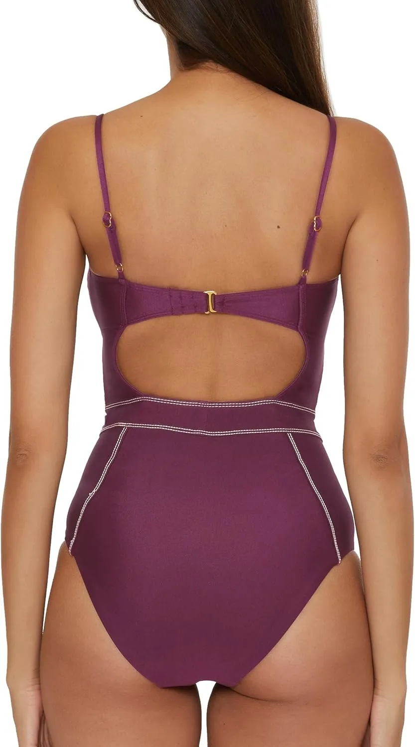 BECCA Women's Standard Color Sheen One Piece Swimsuit, Sexy Satin, Bathing Suits