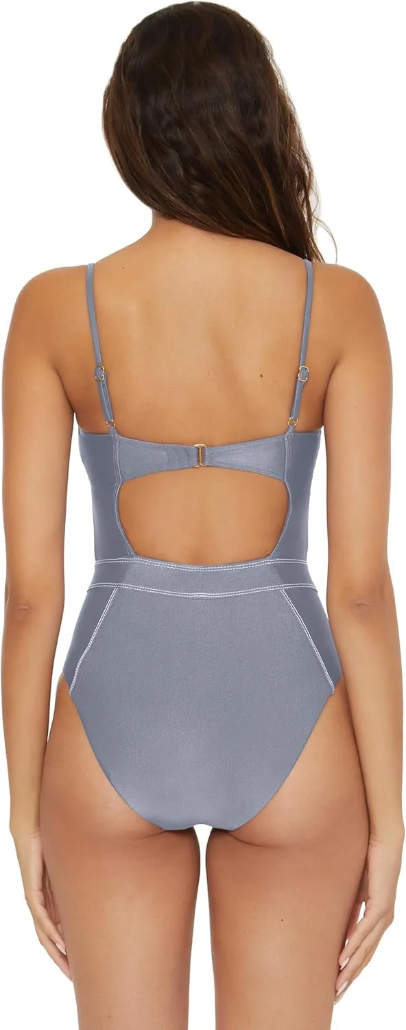 BECCA Women's Standard Color Sheen One Piece Swimsuit, Sexy Satin, Bathing Suits