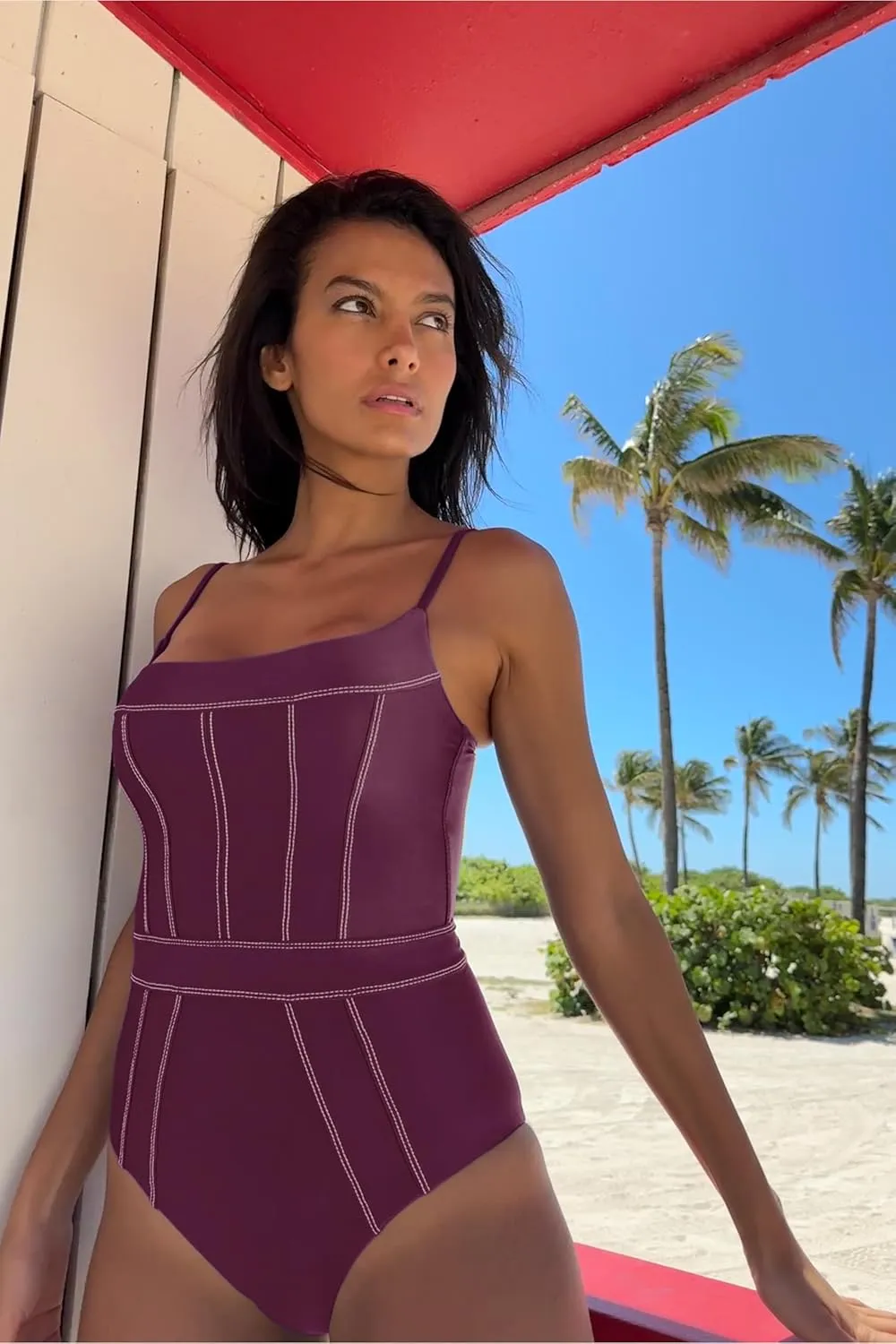 BECCA Women's Standard Color Sheen One Piece Swimsuit, Sexy Satin, Bathing Suits