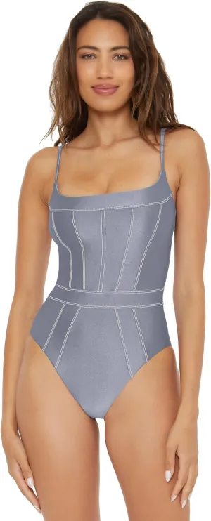 BECCA Women's Standard Color Sheen One Piece Swimsuit, Sexy Satin, Bathing Suits