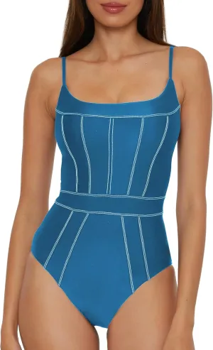BECCA Women's Standard Color Sheen One Piece Swimsuit, Sexy Satin, Bathing Suits