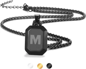 Bellino Graduation Gift sInitial A-Z Letter Necklace for Men Boys Kids Teen, Stainless Steel American Flag Dog Tag Pendent Chain Jewelry Fathers Day Dad Gifts Graduation Easter Gifts- 24Inches