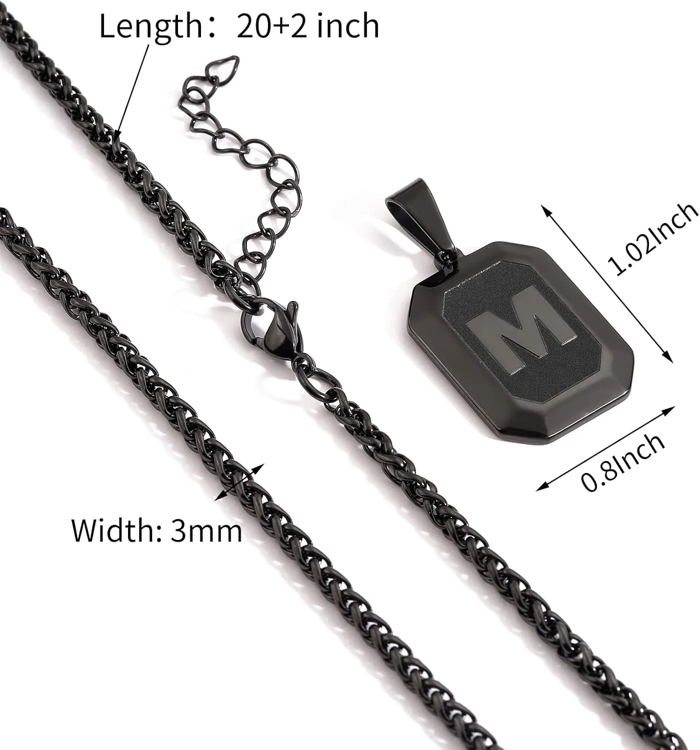 Bellino Graduation Gift sInitial A-Z Letter Necklace for Men Boys Kids Teen, Stainless Steel American Flag Dog Tag Pendent Chain Jewelry Fathers Day Dad Gifts Graduation Easter Gifts- 24Inches