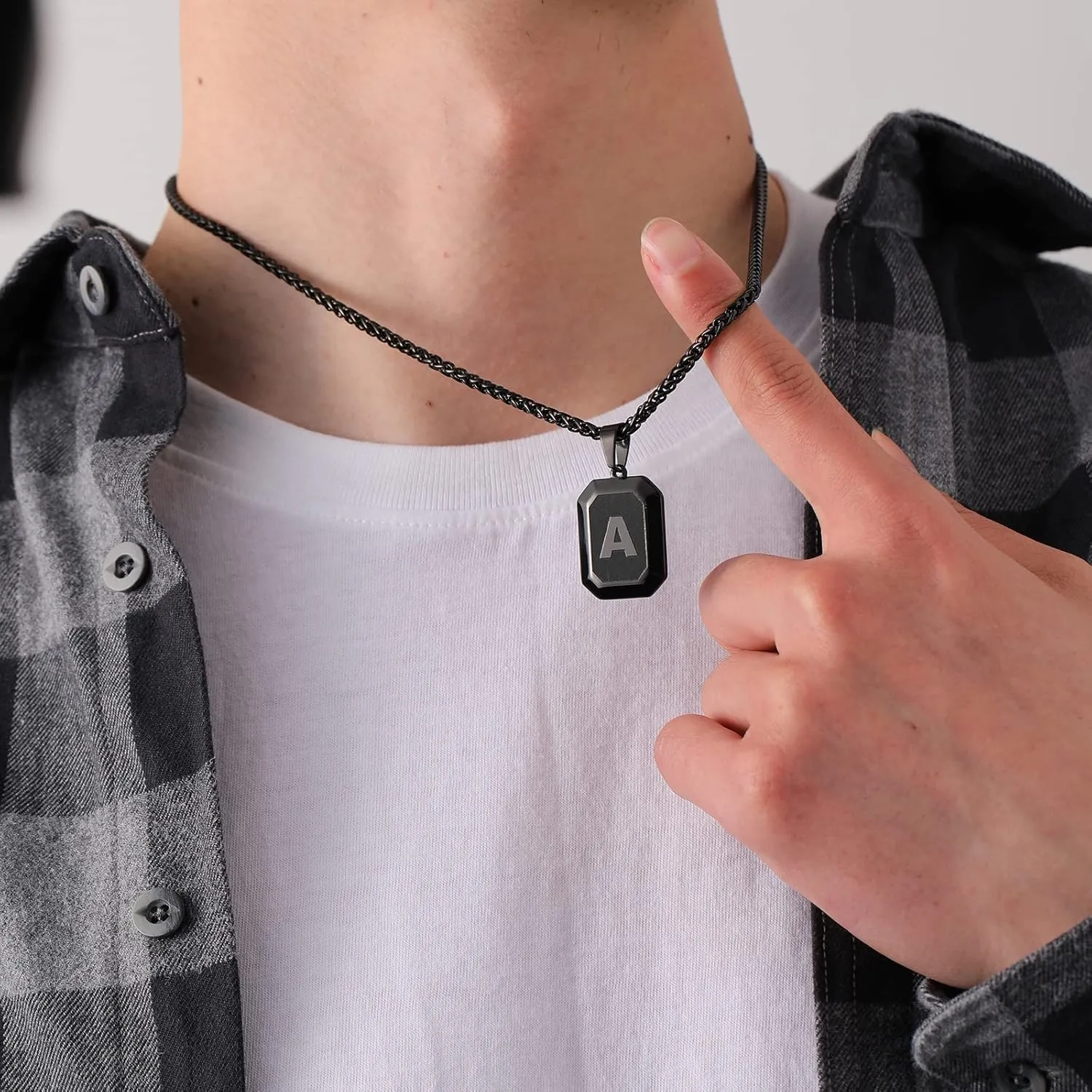 Bellino Graduation Gift sInitial A-Z Letter Necklace for Men Boys Kids Teen, Stainless Steel American Flag Dog Tag Pendent Chain Jewelry Fathers Day Dad Gifts Graduation Easter Gifts- 24Inches