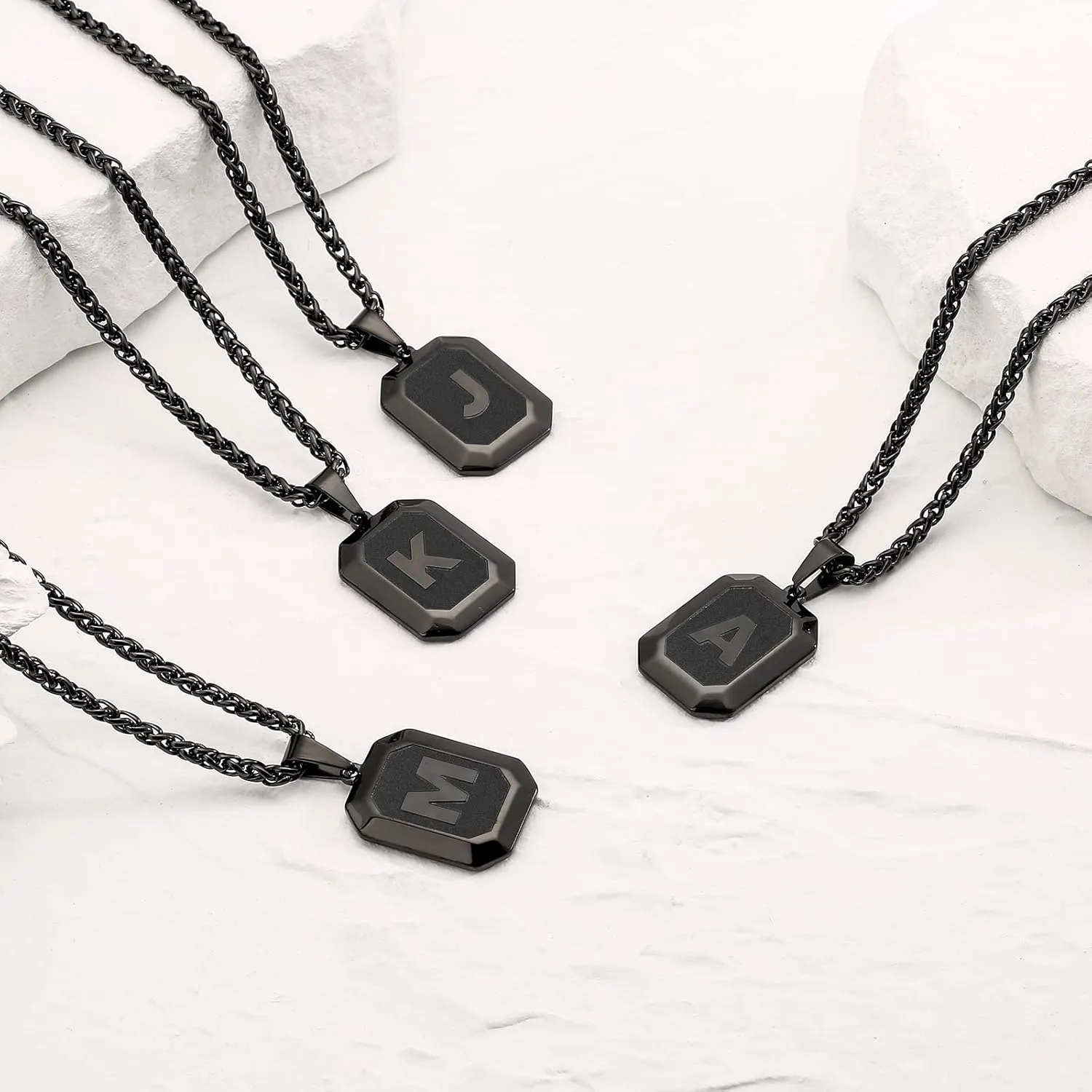 Bellino Graduation Gift sInitial A-Z Letter Necklace for Men Boys Kids Teen, Stainless Steel American Flag Dog Tag Pendent Chain Jewelry Fathers Day Dad Gifts Graduation Easter Gifts- 24Inches