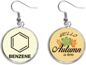 Benzene Molecular Structure Formula Substance Ear Dangle Autumn Leaf Earring Jewelry
