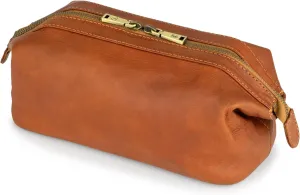 BERLINER BAGS Vintage Genuine Leather Cosmetic Bag Ben M, Toiletry Bag for Women and Men, for Travelling - Brown