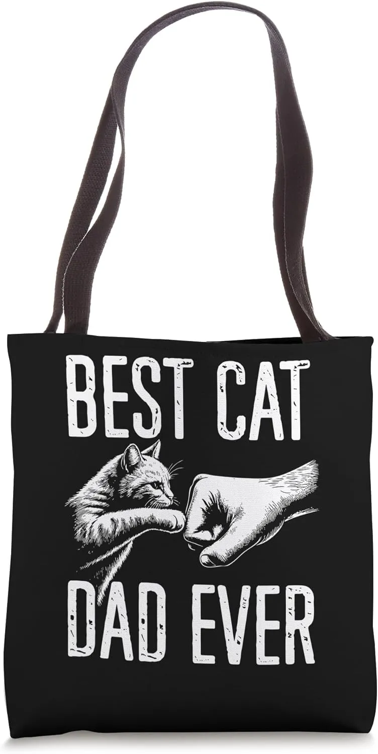 Best Cat Dad Ever - Funny Kitty Daddy Fist Bump Tote Bag