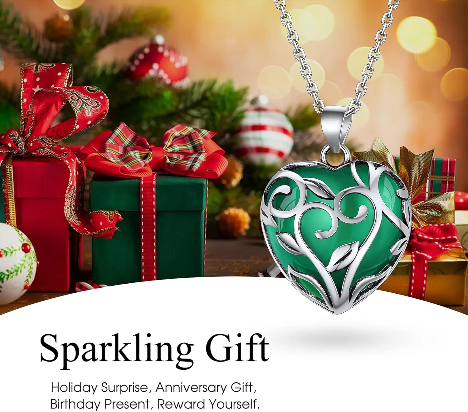 Bestyle Tree of Life Wrapped Healing Crystal Necklaces 12 Month Birthstone Pendant for Women, Crescent/Heart Gemstone Jewelry, Vintage Birthday Gifts/Energy Gift