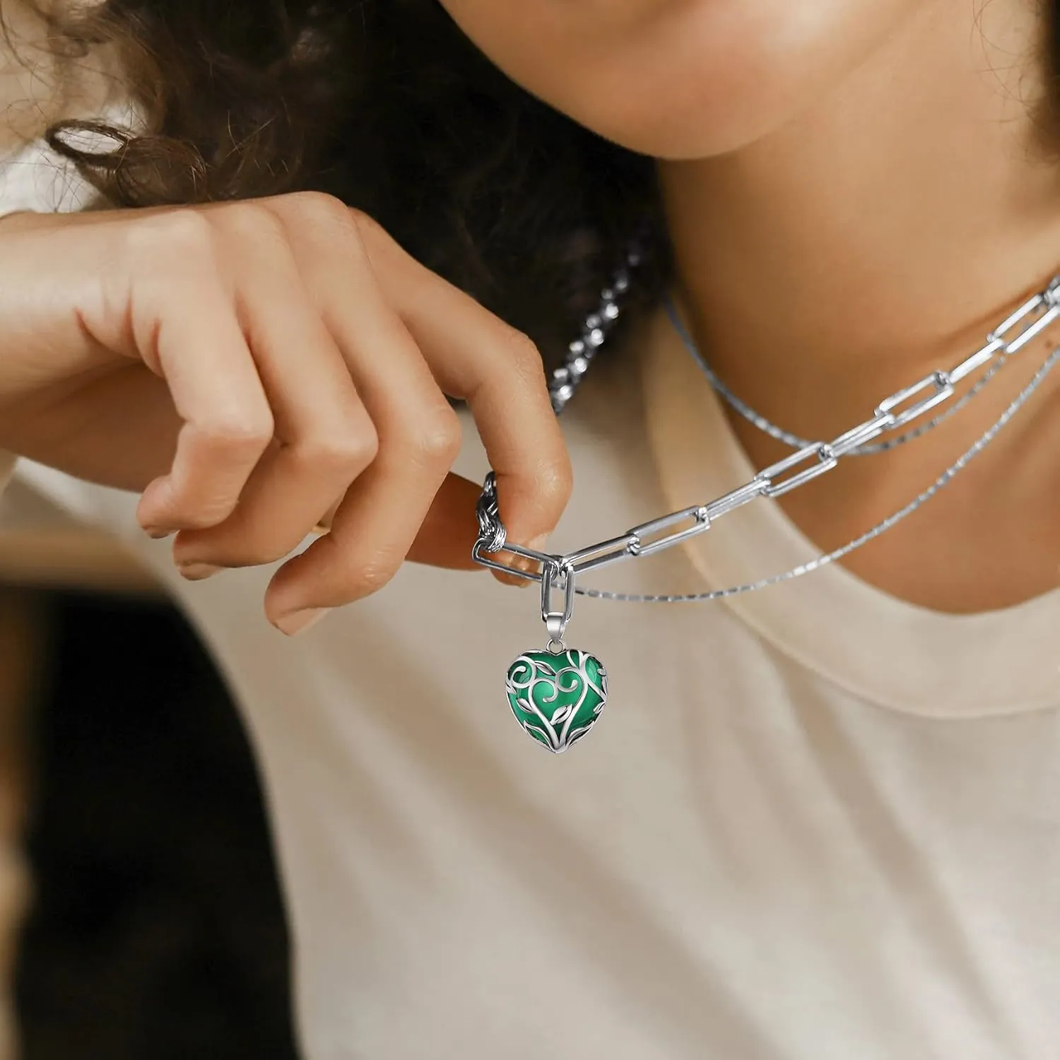 Bestyle Tree of Life Wrapped Healing Crystal Necklaces 12 Month Birthstone Pendant for Women, Crescent/Heart Gemstone Jewelry, Vintage Birthday Gifts/Energy Gift