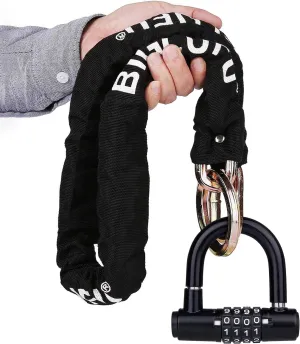 BIGLUFU Motorcycle Chain Lock 120cm/4ft Heavy Duty Bike Chain Lock Anti-Theft Durable Cut Proof 12mm Thick Security Bicycle Chain for Moped,Scooter,Motorcycles,Bike, Generator, Gates, Bicycle, Scooter