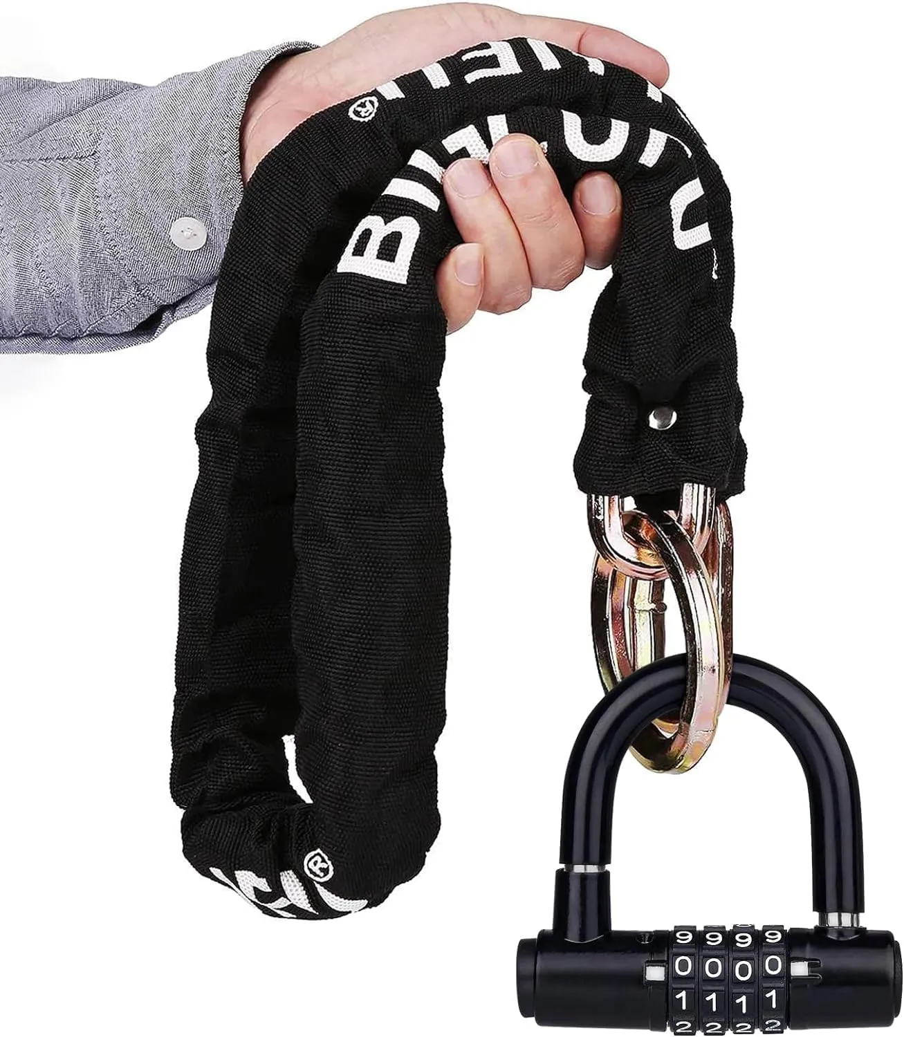 BIGLUFU Motorcycle Chain Lock 120cm/4ft Heavy Duty Bike Chain Lock Anti-Theft Durable Cut Proof 12mm Thick Security Bicycle Chain for Moped,Scooter,Motorcycles,Bike, Generator, Gates, Bicycle, Scooter