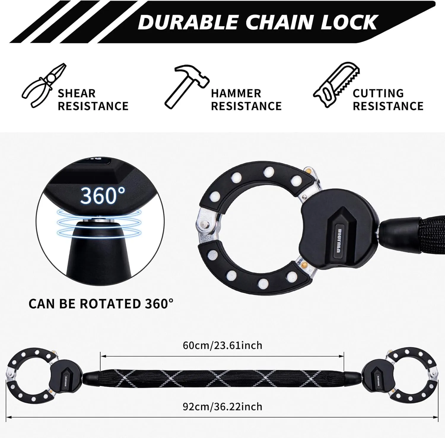 BIGLUFU Scooter Lock Electric Scooter Locks Heavy Duty Bike Chain Lock High Security Bike Locks with Key Anti-Theft Chain Lock with Key for E-Bike Motorcycle Ninebot
