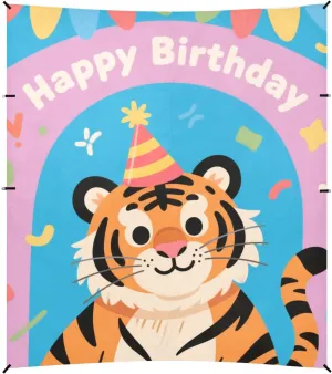Birthday Animal Cartoon Colorful Foldable Beach Canopy UPF50  Protection Easy Setup Sun Shelter with Sandbags & Sand Shovel for Family Travel