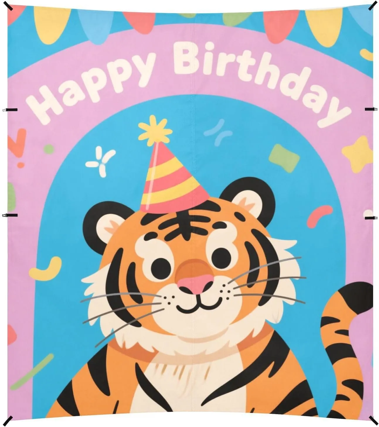 Birthday Animal Cartoon Colorful Foldable Beach Canopy UPF50  Protection Easy Setup Sun Shelter with Sandbags & Sand Shovel for Family Travel