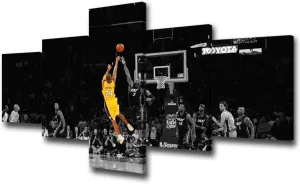 Black and Yellow Background Match Wall Art Painting Basketball Player Kobe Bryant of Lakers at Staples Center in Los Angeles Pictures Print On Canvas for Home Decoration Ready to Hang -50"W x 24"H