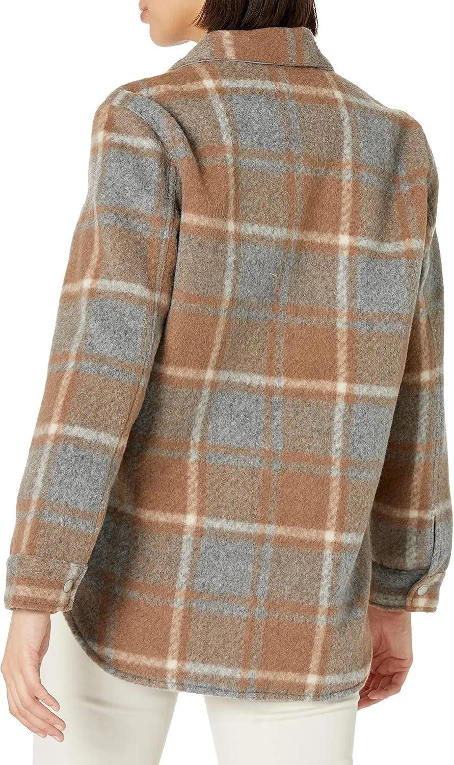 [BLANKNYC] Womens Luxury Clothing Plaid Shirt Jacket, Stylish Shacket & Trendy Coat, Mountain High, Large