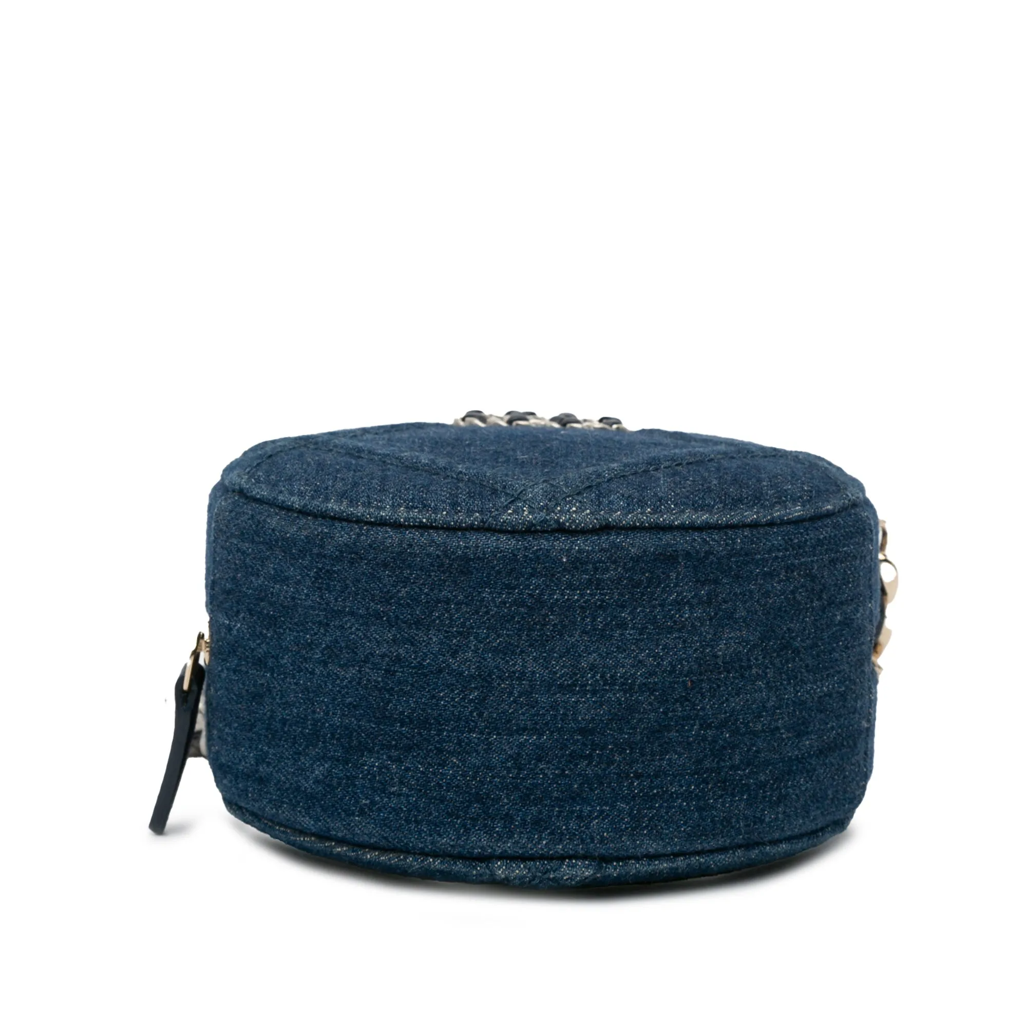 Blue Chanel Denim 19 Round Clutch with Chain Satchel